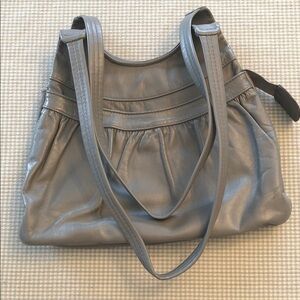 Vintage Brixton Leather Shoulder Bag Purse Vancouver Canada 80’s Grey #1164